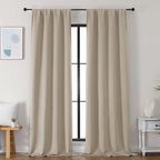 Simplebrand Ava Biscotti Beige Blackout Curtains for Bedroom 96 Inches Long 2 Panels, Solid Thermal Insulated, Energy Saving Nursery Window Treatment Curtains Blackout Drapes, W40 x L96 Inch