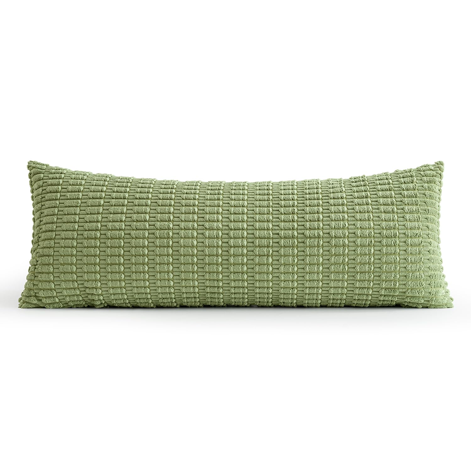 MIULEE Lumbar Corduroy Throw Pillow Cover for Bed 14x36 Beige Pack of 1