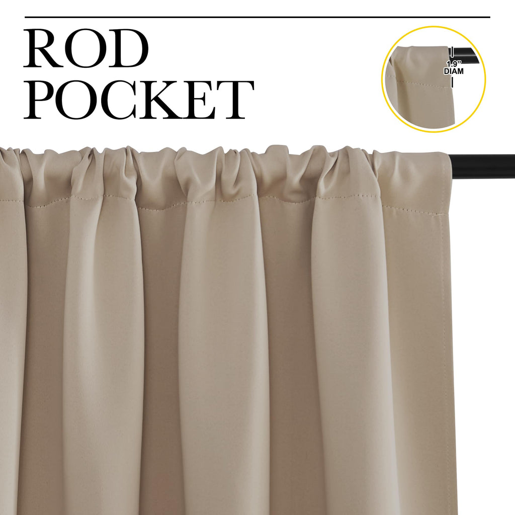 NICETOWN Blackout Curtains for Bedroom, Blackout Curtain Panels, Taupe, 1 Pair, 70 by 63-inch, Window Treatment Energy Saving Thermal Insulated Solid Rod Pocket Blackout Drapes/Draperies