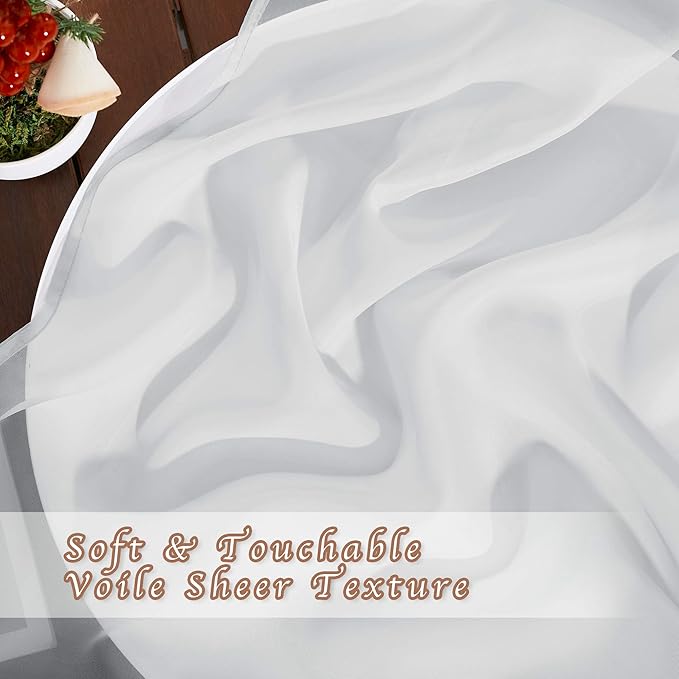 NICETOWN Bedroom Sheer Curtains Light Gray with Casual Style, Grommet Top Lightweight Voile Textured Window Curtains Light and Airy Drapes for Porch/Living Room, 70" W x 84" L, Set of 2