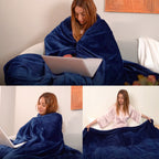 Fleece Plush Throw Blanket Navy Blue 50"x70"for Couch Fuzzy Cozy Flannel