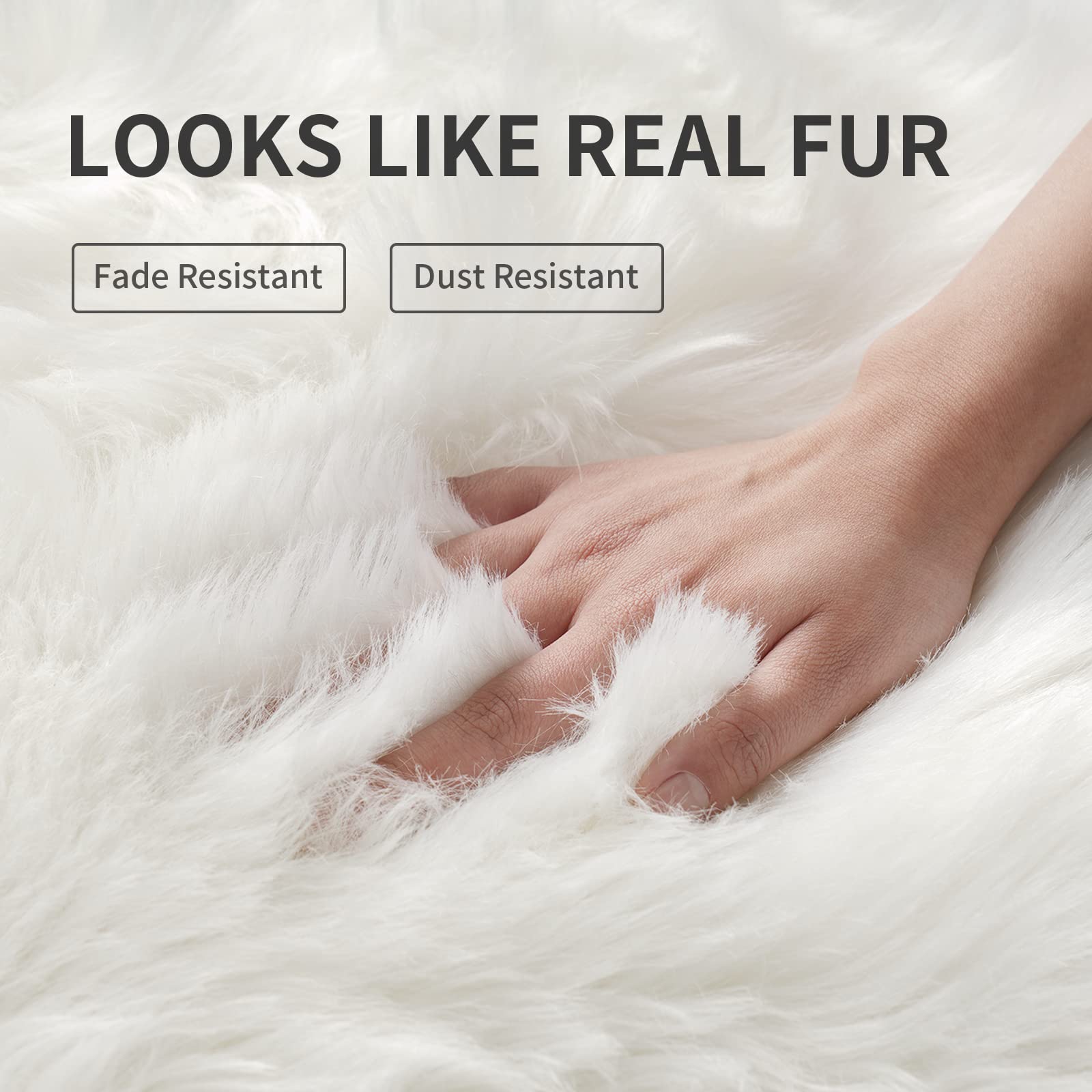 Tangsoo 2x4 White Faux Fur Sheepskin Rugs,Fuzzy Fluffy Chair Cover Rugs