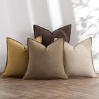 MIULEE Beige Boho Linen Decorative Pillow Covers 24x24 Inch Pack of 4
