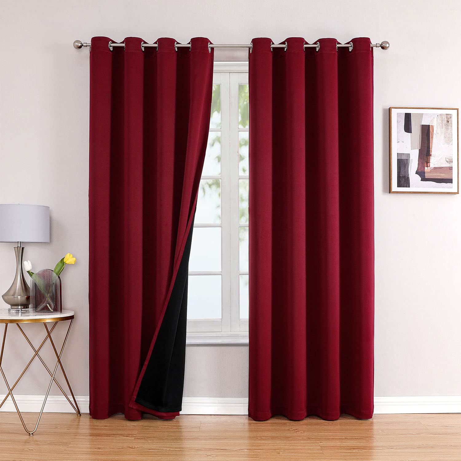 ChrisDowa 100% Blackout Curtains for Bedroom 102 Inches Long 2 Panels Set