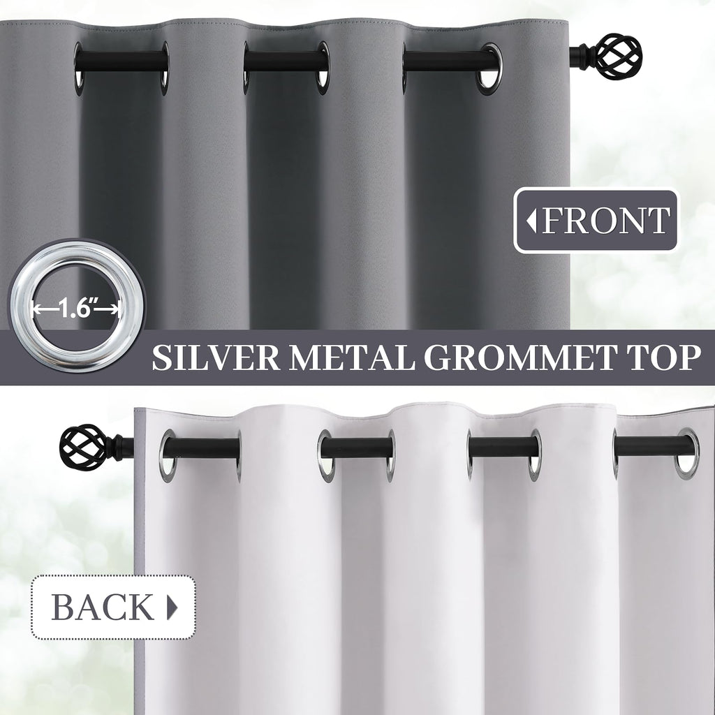 Yakamok Grey 100% Blackout Curtains 38x84 inch Long Gray Drapes-Bedroom