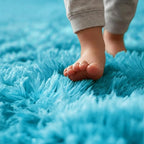 Amdrebio Blue Soft Round Rugs 4Ft for Kids Bedroom, Fluffy Circle Area Rugs for Teen Girls Boys, Cute Play Room Decor Aesthetic, Plush Shaggy Fuzzy Carpet for Nursery Classroom Preppy Dorm Playroom