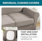 Turquoize 4 Piece Sofa Covers for 3 Cushion Couch Sofa Slipcover Soft Couch Cover for Dogs-Washable Sofa Furniture Covers with 3 Individual Large Cushion Covers, Feature Thick Fabric (XL Sofa, Taupe)