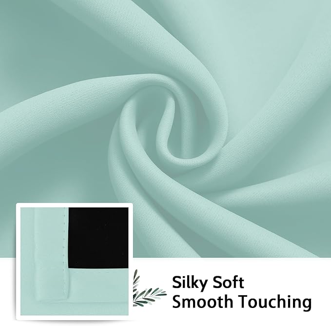 SimpleHome Aqua 100% Blackout Curtains Room Darkening Living Room 63 Inch