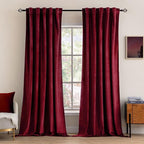 MIULEE Velvet Curtains 108 inches Long 2 Panels - Luxury Blackout Curtains for Bedroom Living Room Thermal Insulated Super Soft Christmas Decor Window Drapes Rod Pocket & Back Tab, Burgundy Red