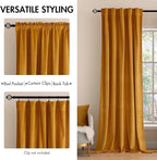 MIULEE Velvet Curtains 2 Panels Luxury Blackout Curtains for Bedroom Living Room Thermal Insulated Fall Decor Super Soft Window Drapes Rod Pocket & Back Tab, Mustard Yellow, 52 x 72 Inch