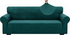 ZNSAYOTX 1 Piece Jacquard Couch Covers for 3 Cushion Couch Living Room High Stretch Sofa Cover Pet Dog Friendly Anti Slip Thickened Slipcovers Furniture Protector (Large, New Pattern Blackish Green)