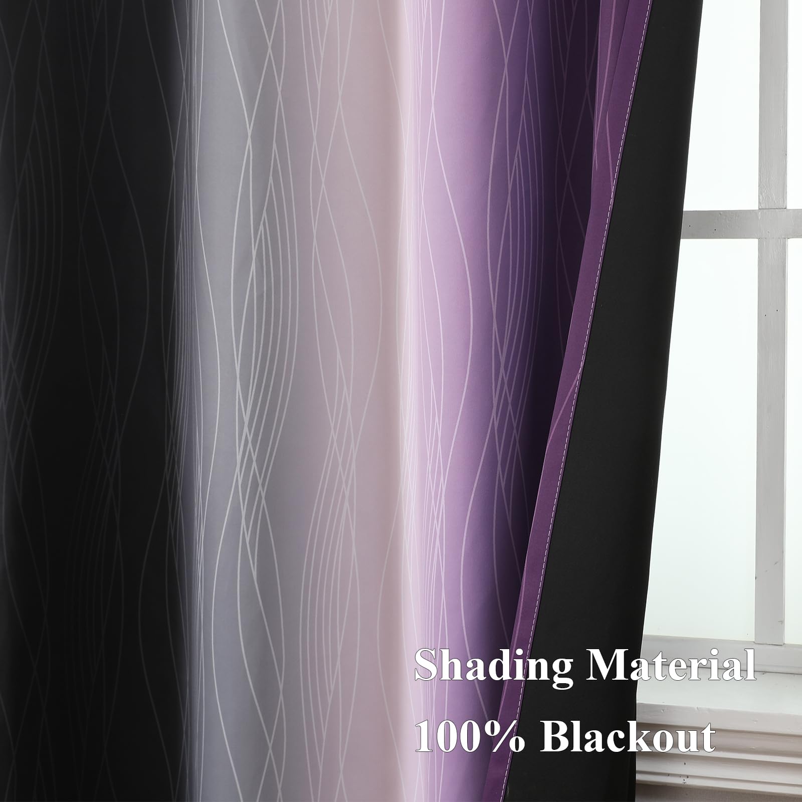 Estelar Textiler Black and Purple Ombre Blackout Curtains 45 Inch Length