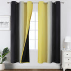 Estelar Textiler Black and Yellow Ombre Blackout Curtains 72 Inches Long