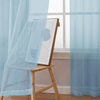 Simplebrand Sky Blue Sheer Curtains 72 Inches Long 2 Panels for Living Room, Rod Pockets Airy Window Treatments Voile Sheer Black Curtains Panels Lightweight for Front Back Patio Glass Door, 42" Width