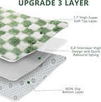 Area Rugs for Bedroom Living Room,8x10 Green and White Fluffy Soft Checkered Rug Fuzzy Shag Shaggy Carpet, Indoor Plush Floor Rugs for Kids Boys Girls Teen Dorm Nursery Home Decor
