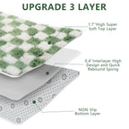 Area Rugs for Bedroom Living Room,4x6 Green and White Fluffy Soft Checkered Rug Fuzzy Shag Shaggy Carpet,Indoor Plush Floor Rugs for Teen Dorm Home Decor