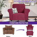 ZNSAYOTX Super Stretch Chair Slipcover (30"-47"), New Striped Sofa Chair Covers for Living Room, Dogs Pet Friendly Anti-Slip Chair Protector Spandex Armchair Slipcovers (Wine Red, Chair)