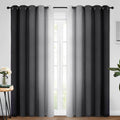 Yakamok Ombre Curtains Black and Greyish White for Living Room,62Wx96L