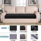 H.VERSAILTEX Super Stretch Individual Seat Cushion Covers Sofa Covers Couch Cushion Covers Slipcover Sets Thick Jacquard Textured Twill Fabric (1 Piece Sofa Cushion Cover, Black)