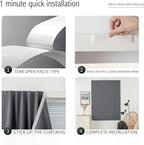Sovtfides Magic Tape Blackout Curtains for Bedroom No Drillng Self Adhesive Curtains No Rod Small Window, 47" W X 84" L, Grey, 1 Panel