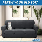 XINEAGE 2026 New 4 Pieces Couch Covers for 3 Cushion Couch Super Stretch Thick Soft Sofa Cover Anti Slip Sofa Slipcover Dogs Cats Furniture Protector (Dark Gray, 71"-91")