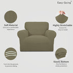 Easy-Going Stretch Chair Sofa Slipcover 1-Piece Couch Sofa Cover Furniture Protector Soft with Elastic Bottom for Kids, Pet. Spandex Jacquard Fabric Small Checks (Chair, Khaki)
