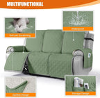 VANSOFY Waterproof Recliner Couch Covers, Sofa Covers Non-Slip 1-Piece Washable Reclining Sofa Cover Furniture Protector with Elastic Straps Pocket for Dogs, Pets(Bean Green,3 Seater)