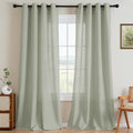 H.VERSAILTEX 2 Pack Ultra Luxurious High Woven Linen Elegant Curtains Semi Sheer Grommet Curtain Panels Light Filtering Privacy Panels Drapes, Nickel Grommet, Extra Long 52x108-Inch, Sage