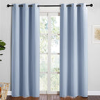 NICETOWN Vintage Blue Blackout Curtains 84 inches Length for Dining Room, 2 Panels, 34" Wide, Thermal Insulated Long Drapes for Window