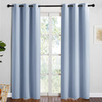 NICETOWN Vintage Blue Blackout Curtains 84 inches Length for Dining Room, 2 Panels, 34" Wide, Thermal Insulated Long Drapes for Window