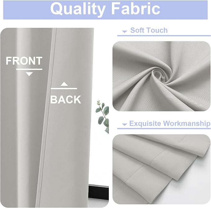 Simplebrand Ava Natural Short 36 Inches Blackout Curtain 2 Panels Set, Half Window Rod Pocket Privacy Curtain Tiers for Kitchen, Curtains Blackout for Bathroom Shades, W40 x L36 Inch, Natural