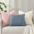 decorUhome Fall Faux Fur Throw Pillow Covers 18x18 Set of 2 Cream White