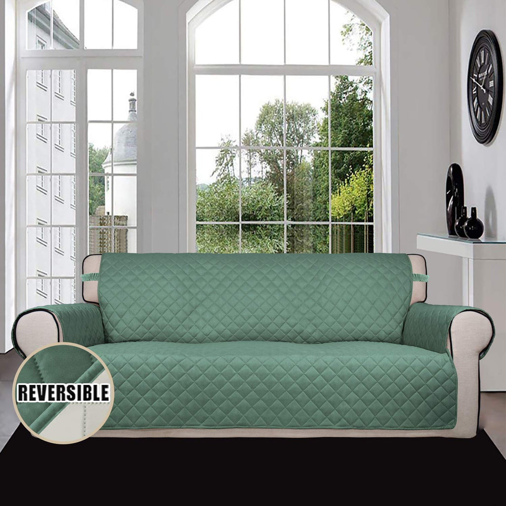 Easy-Going Reversible Couch Cover, 4 Seater Sofa, XX-Large Sofa, Cyan/Ivory