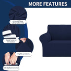 Cupuamon 2026 New Stretch Chair Sofa Slipcovers Couch Cover for 1 Seater Furniture Protector Sofa Covers with Elastic Bottom Jacquard Fabric Small Checks for Pets, Kids - Navy