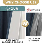 H.VERSAILTEX Primitive Linen Curtains 100% Blackout Curtain Drapes Burlap Fabric Curtains with White Thermal Insulated Liner, Grommet Top Drapes Living Room/Bedroom (2 Panels, 42 x 63 Inch, Navy)