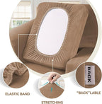 WEERRW 4 Pieces Polyester and Spandex High Stretch Couch Covers for 3 Cushion Couch Sofa Slipcovers, Furniture Protector with Non Slip Elastic Bottom, Feature Soft and Thick Plush Fabric, Camel, Large