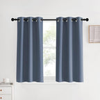 NICETOWN Stone Blue Thermal Insulated Curtains Blackout Draperies, Set of 2, 34 by 40 inches Long, Window Treatment Solid Grommet Room Darkening Drape Panels for Bedroom