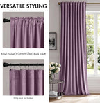 MIULEE Lavender Velvet Curtains 96 inches - Luxury Blackout Curtains for Bedroom Living Room Thermal Insulated Super Soft Window Drapes Rod Pocket & Back Tab, W52 x L96 inches,Purple,2 Panels