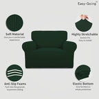 Easy-Going Stretch Oversized Chair Sofa Slipcover 1-Piece Couch Sofa Cover Furniture Protector Soft with Elastic Bottom for Kids Spandex Jacquard Fabric Small Checks Dark Green
