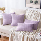 MIULEE Purple Decorative Throw Pillow Covers 18x18 Inch for Couch Bed Sofa Pack of 2 Lavender Boho Farmhouse Throw Pillows Soft Cross Corduroy Patchwork Textured Cushion Cases