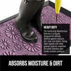GORILLA GRIP 100% Waterproof All-Season WeatherMAX Doormat, 23x35, Durable Natural Rubber, Stain and Fade Resistant, Low Profile, Indoor Outdoor Doormats, Easy Clean Entry Mat, Purple Confetti Daisy
