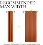 NICETOWN Bedroom Curtains 63 inches Long, Privacy and Thermal Insulated Blackout Drapes for Windows (Burnt Orange, 1 Pair, 42 x 63 inches)
