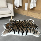 Tiger Print Area Rug Faux Cowhide Skin Hide Animal Printed Rugs Cute Carpet Nonslip Mat Premium Quality Rug and Chair Cover 35.4x43.3inch