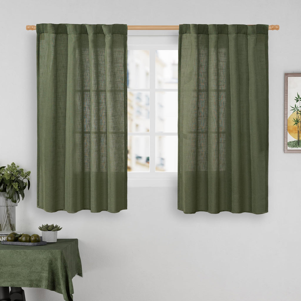 LAMIT Semi Sheer Window Linen Curtains 54 Inch Length, 34 x 54 Inch