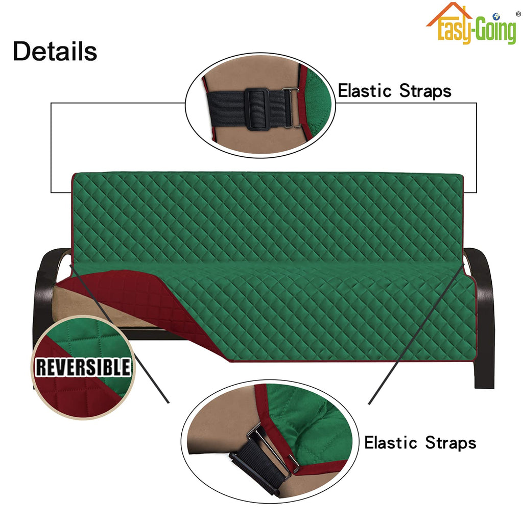 Easy-Going Reversible Couch Cover, Large Futon Sofa, Green/Christmas Red