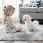 Super Soft Shaggy Area Rugs for Bedroom 4x6 Feet, Shaggy Plush Living Room Shag Furry Floor Rugs, Non-Shedding Indoor Rugs for Living Room Decor(4 x 6, Light Grey Tie-Dyed)