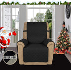 Easy-Going Recliner Sofa Slipcover Reversible Sofa Cover Water Resistant Couch Cover Furniture Protector with Elastic Straps for Pets Kids Children Dog Cat (Recliner, Black/Beige)