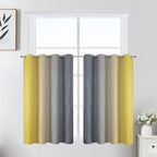 Estelar Textiler Grey and Yellow Ombre Short Blackout Curtains 36 Inch Long, Thermal Insulated Grommet Small Half Window Drapes for Cafe/Basement/RV Camper/Kitchen, 52Wx36L, 2 Panels