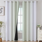 Estelar Textiler Sage and Grayish White Blackout Curtains 108 Inches Long, Thermal Insulated Drapes for Bedroom, Full Light Blocking Energy Saving Long Curtains for Living Room, 52Wx108L, 2 Panels