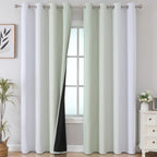 Sage Green and Greyish White Ombre Blackout Curtains for Bedroom 90 Inch